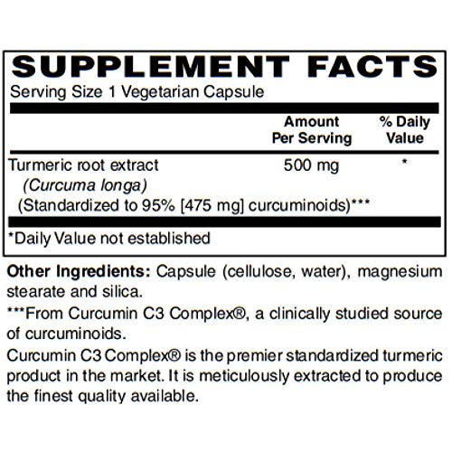 BariatricPal Turmeric Extract Capsules with Curcumin C3 Complex 500mg (60 Count)