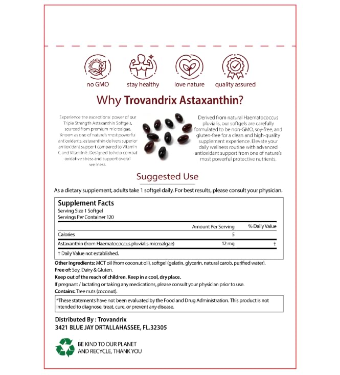 Isprelon Astaxanthin 12mg with MCT Oil Softgels 180 Count