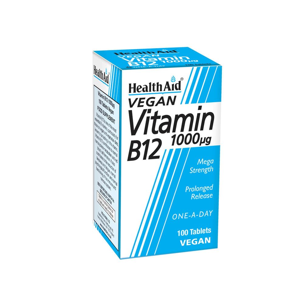 HealthAid Vitamin B12 (Cyanocobalamin) 1000ug - Prolong Release Tablet, 100 Tablets