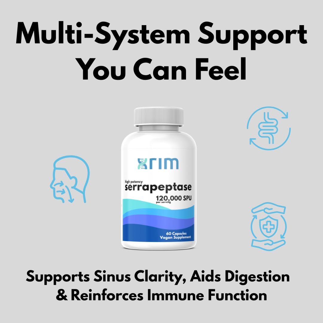Xrim Serrapeptase 120,000 SPU Capsules, 60 Count