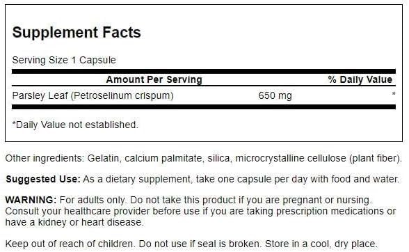 Swanson Parsley 650 Milligrams 90 Capsules
