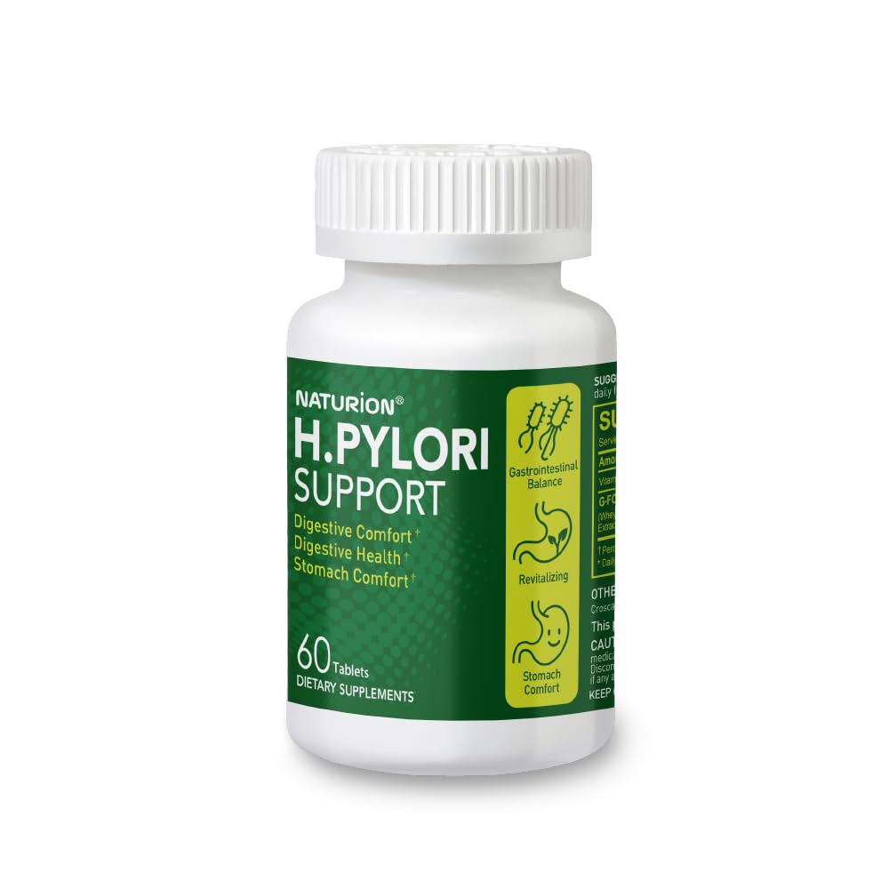 NATURION H. Pylori Support Digestive Health Supplement with G-FOS Blend, Whey Protein, Licorice, Mastic Gum, Vitamin U and Vitamin B2 - Stomach Comfort and Gut Balance - 60 Tablets