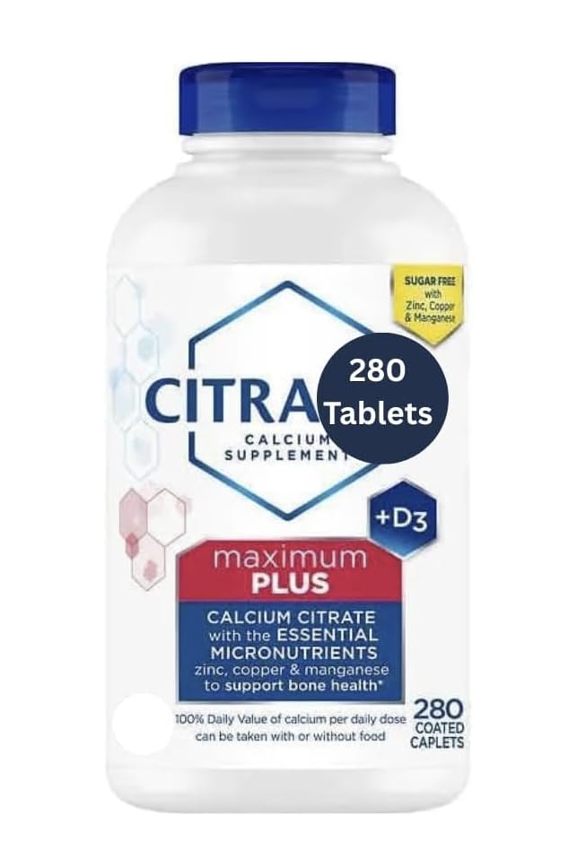 Generic Citra Maximum Plus, Calcium Citrate + Vitamin D3 Supplement Tablets 280