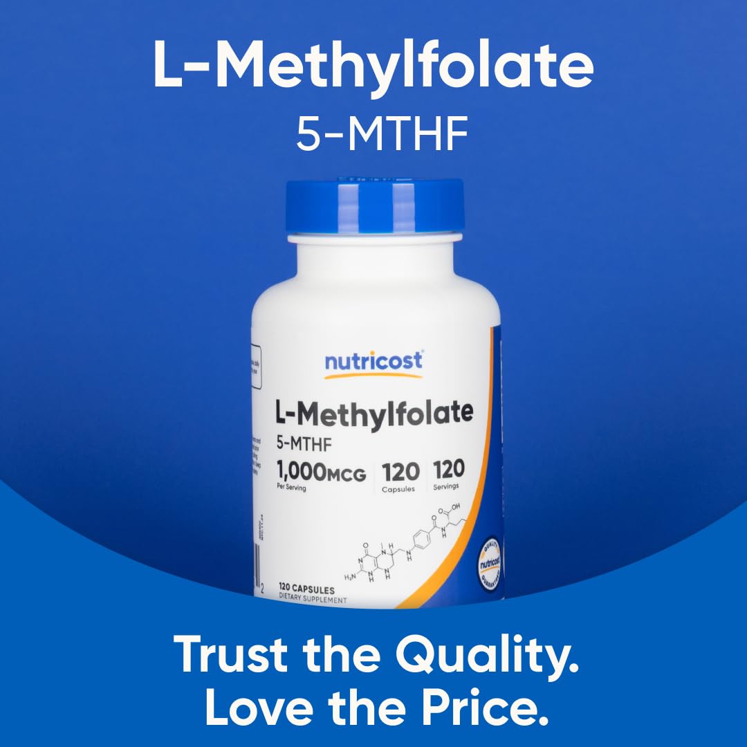 Nutricost Methylfolate 1000mcg Vegetarian Capsules, 120 Count