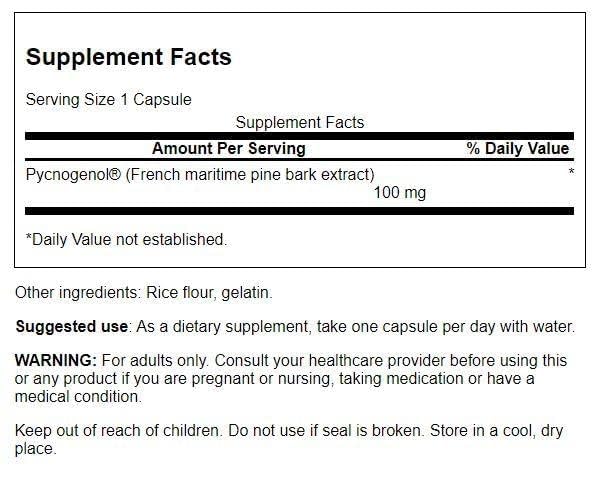 Swanson Pycnogenol 100 Milligrams, 30 Capsules