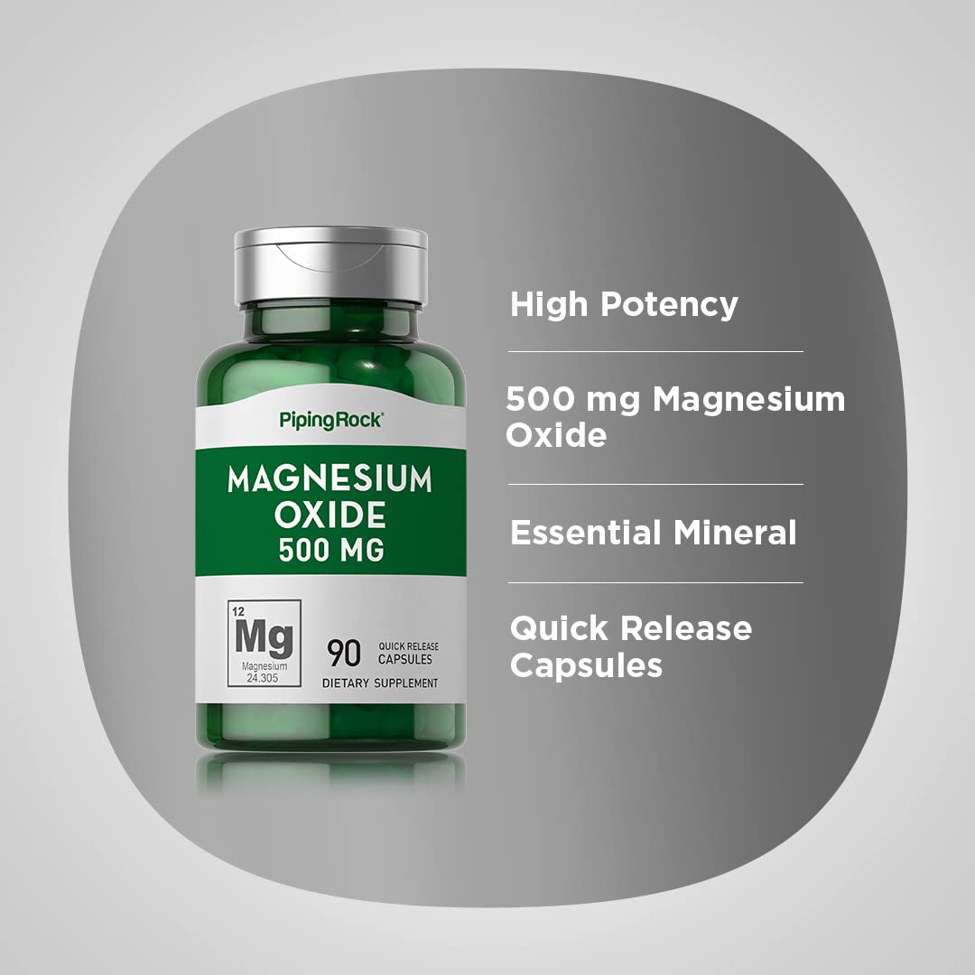 Piping Rock Magnesium Oxide 500mg Capsule 90 Count