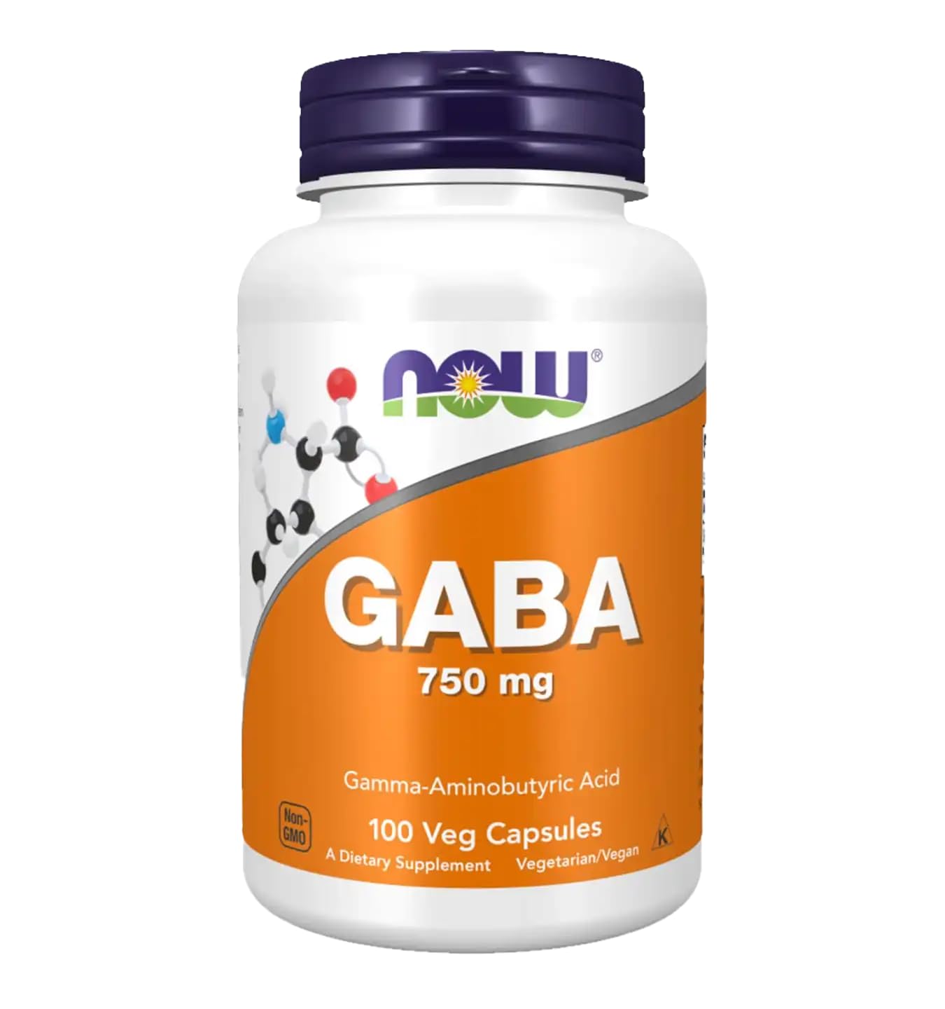 NOW Foods GABA 750 mg Capsule, 100 Vegetarian Capsules