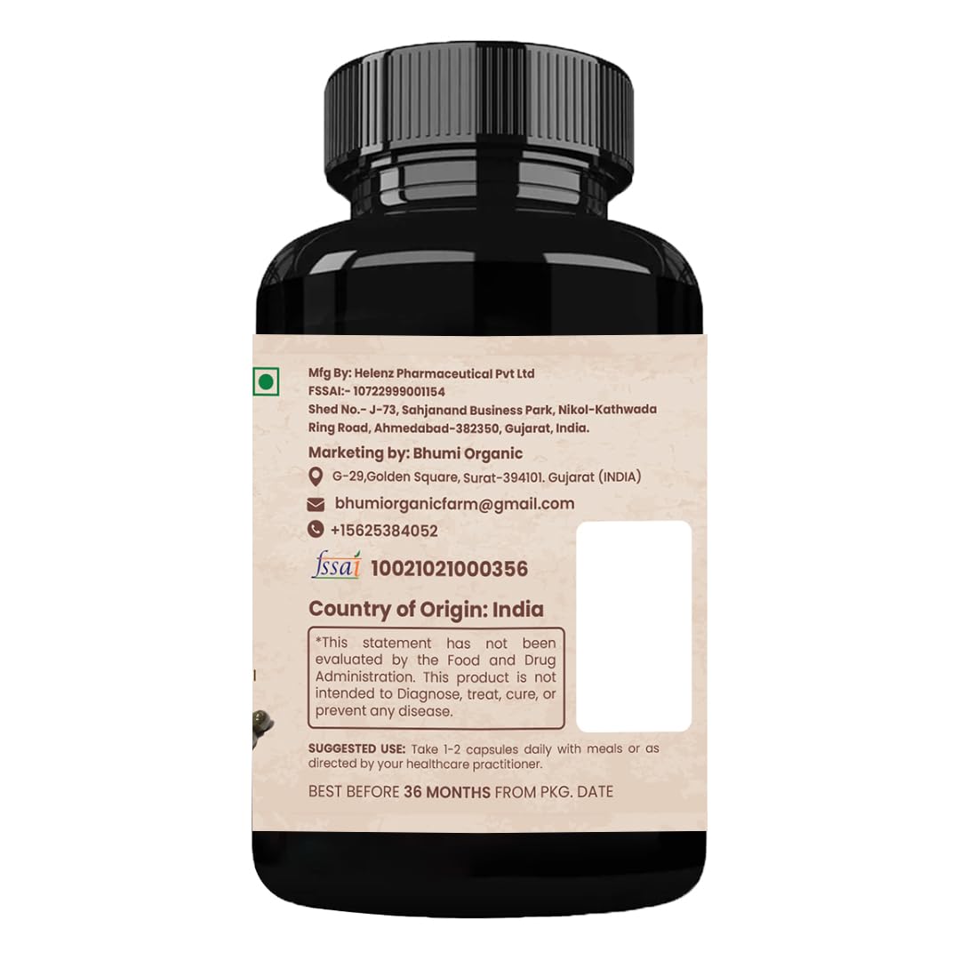 Bhumi Organic Aged and Fermented Black Garlic Capsules, 1 Count