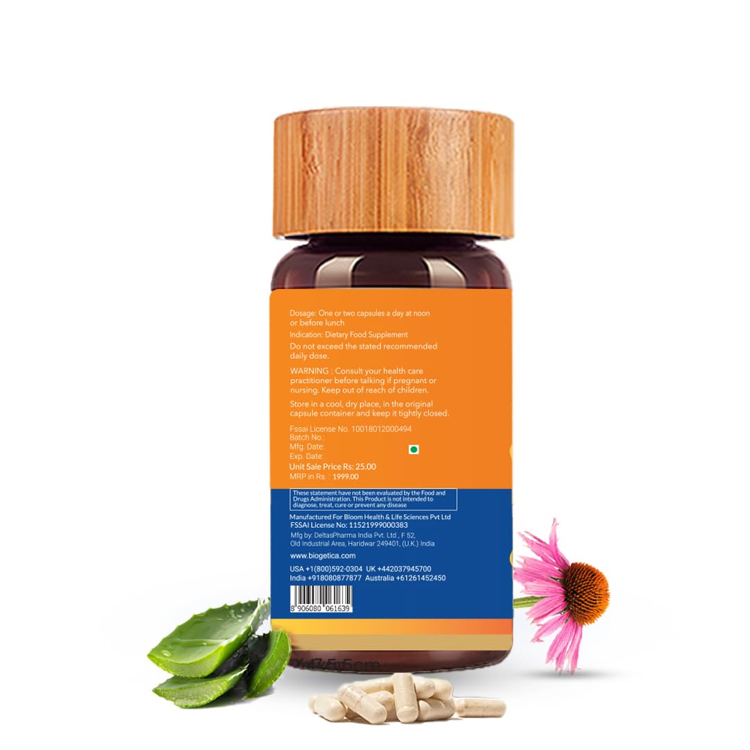 Biogetica Reginmune Natural Immune Support Supplement - Daily Wellness & Cellular Health Formula with Zinc, Magnesium, Echinacea, L-Glutamine & Aloe Vera - Vegan Diet Capsules, 80 Count