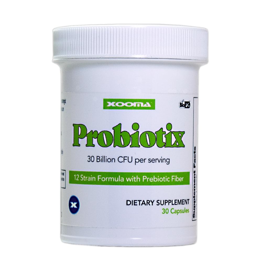 Xooma Probiotix 12-Strain Probiotic + Prebiotic Fiber Capsules, 30 Capsules