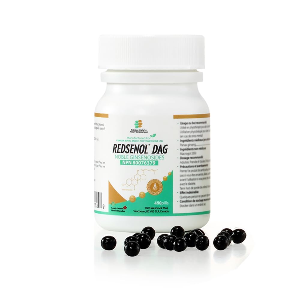 REDSENOL DAG Sublingual High-Potency Ginseng Extract Capsules with 8 Rare Ginsenosides Rk1 Rh3 Rk2, 960 Count