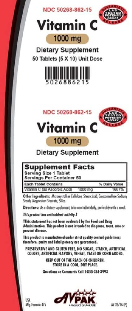 Unknown Vitamin C 1000mg Tablet 50 Count