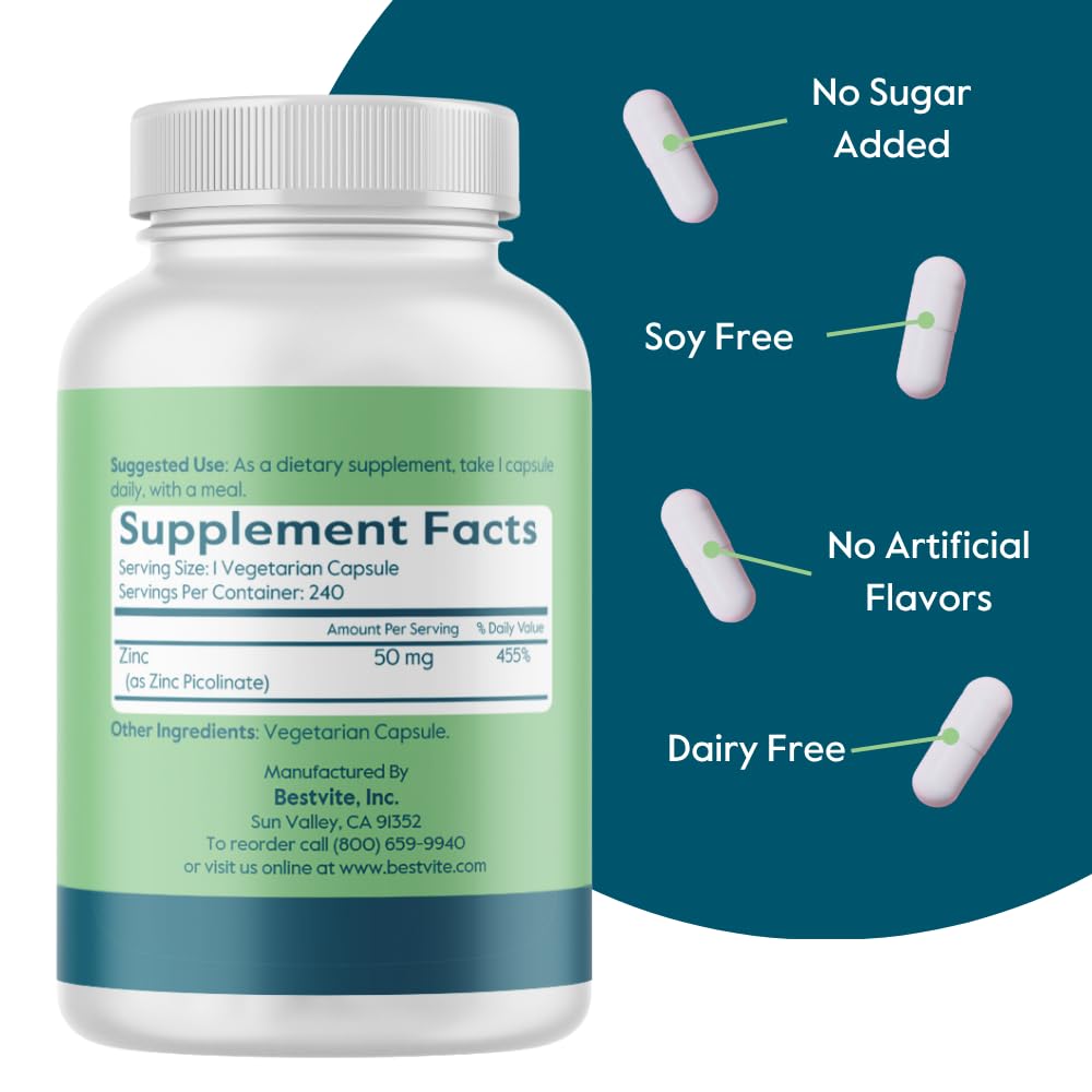 BESTVITE Zinc Picolinate 50mg Capsule 240 Count