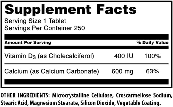 Amazing Nutrition Calcium with Vitamin D3 Supplement Tablets 500 Count