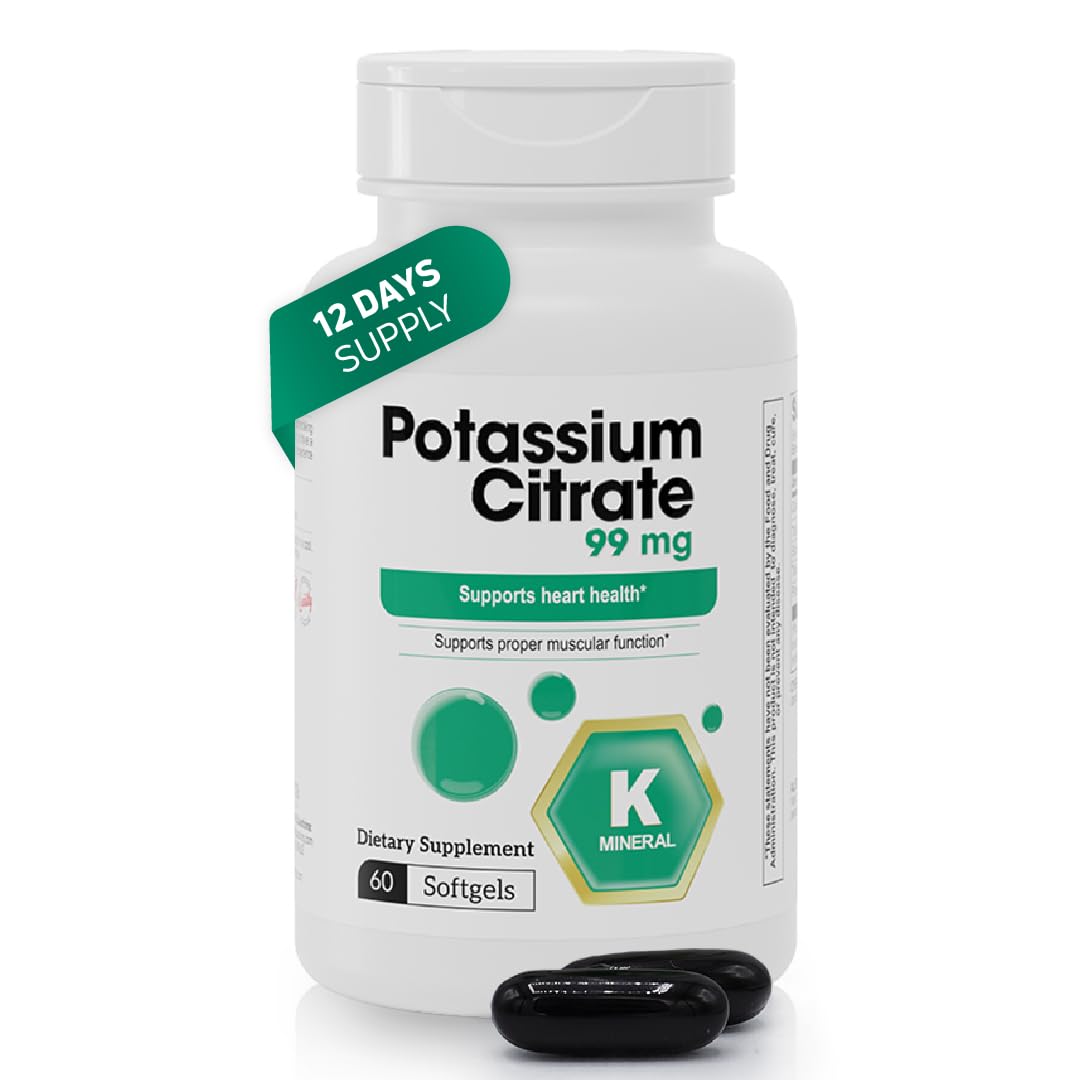 Nutra Nutrition Potassium Citrate 99 mg Softgels, 60 Softgels