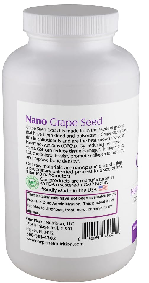 One Planet Nutrition Nano Grape Seed Extract 250 mg Capsules (120 Count)