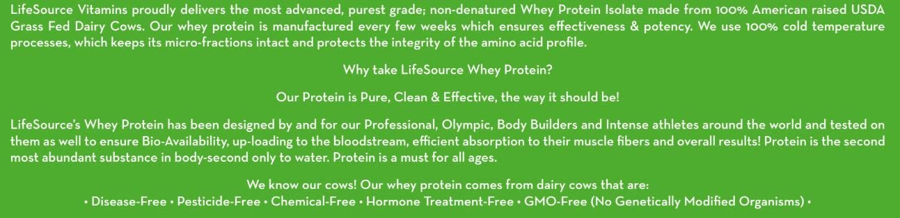 LifeSource Vitamins Grass-Fed Whey Isolate French Vanilla Powder 17.5 oz