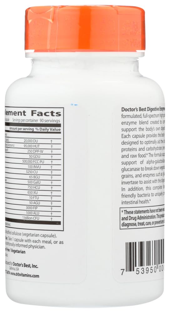 Doctor's BEST Digestive Enzymes Capsules 90 Count