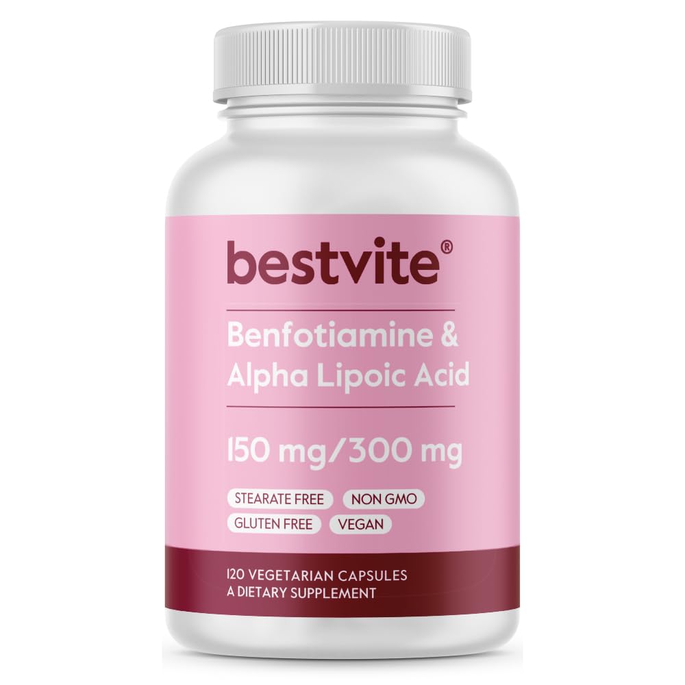 BESTVITE Benfotiamine 150mg / Alpha Lipoic Acid 300mg Capsules, 120 Count
