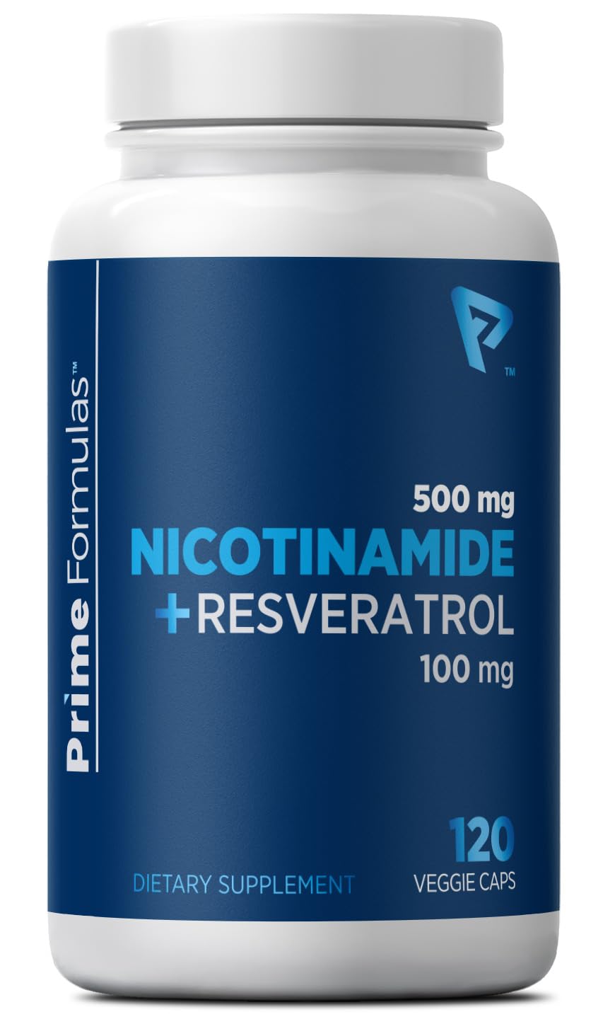 Prime Formulas Nicotinamide 500mg with Resveratrol 100mg 120 Capsules