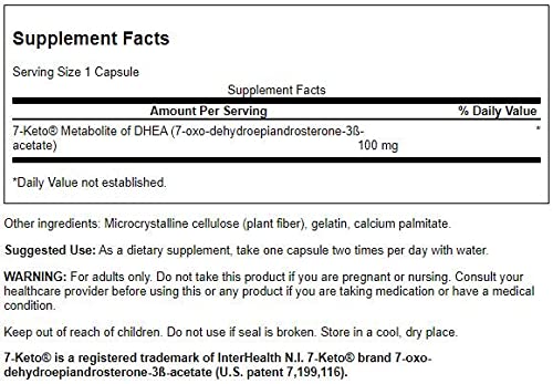 Swanson Diet 7-Keto DHEA 100 mg Capsules, 30 Count