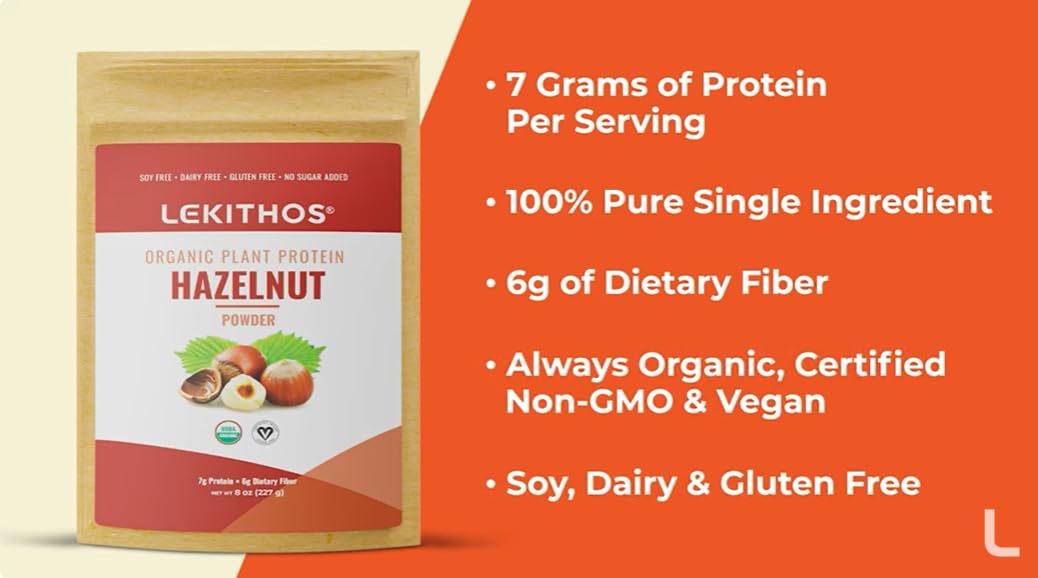 Lekithos Organic Hazelnut Protein Powder 8 oz