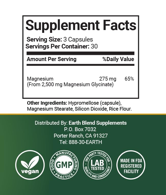 Earth Blend Supplements Magnesium Glycinate Capsule 1 Count