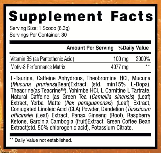 Motiv-8 Pre-Workout Performance Powder 7.19 Ounce