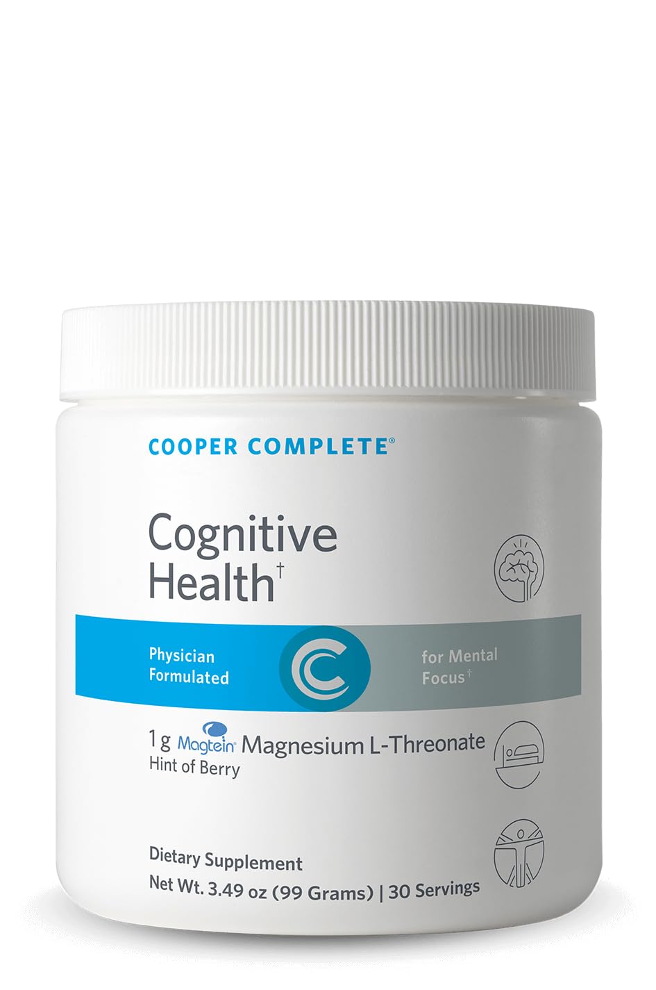 Cooper Complete Cognitive Health Magnesium L-Threonate Powder, Berry Flavor, 3.49 Ounce
