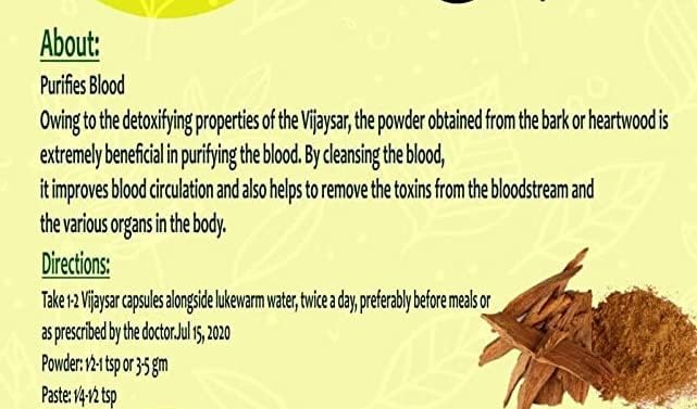 YAMKAY Vijaysar Vengai Bark Powder, 1 Ounce