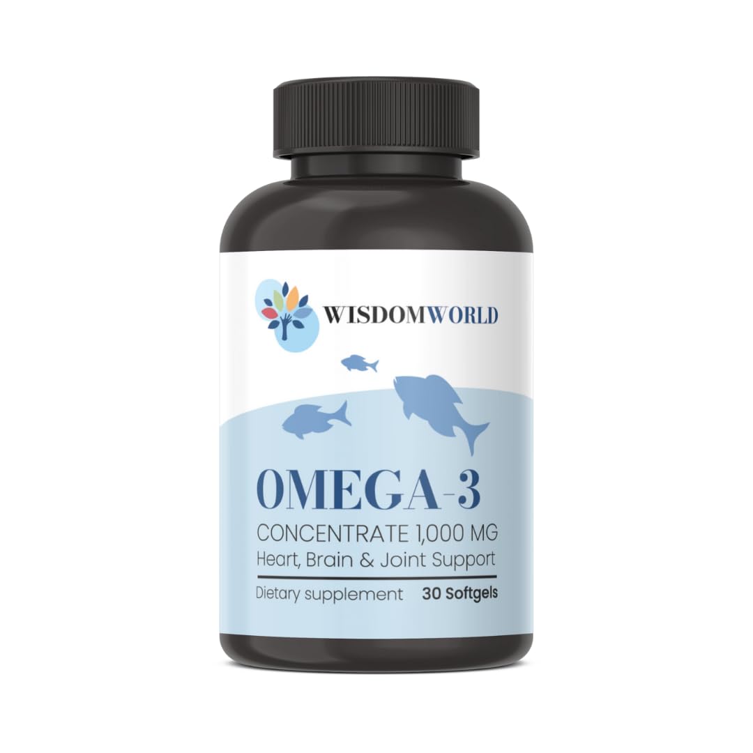 Wisdom World Omega-3 Fish Oil 1000 mg Softgels 30
