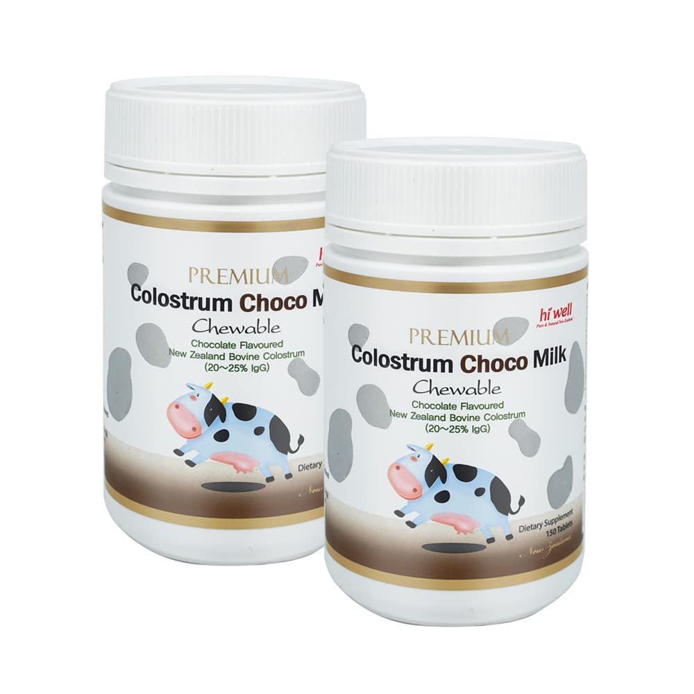 Hi Well Pure & Natural New Zealand Grass-Fed Colostrum Choco Milk Tablets, 150