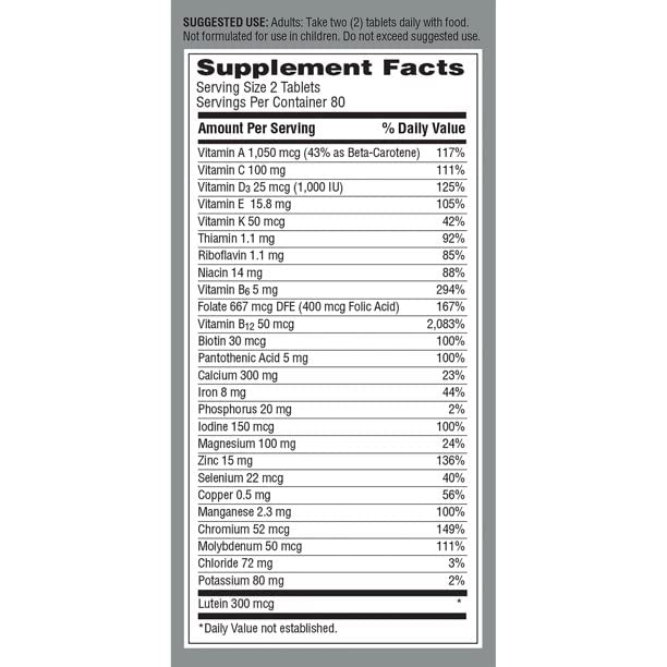 Tablets Minis Women 50+ Multivitamin Multimineral Heart Brain Eye Tablet 160 Count