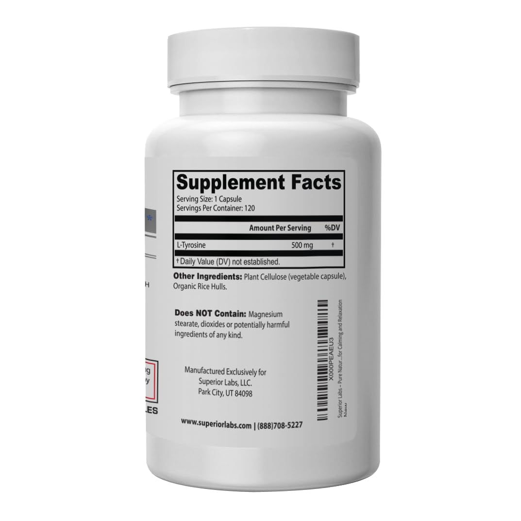 Superior Labs L-Tyrosine 500 mg Capsule, 120 Veg Caps