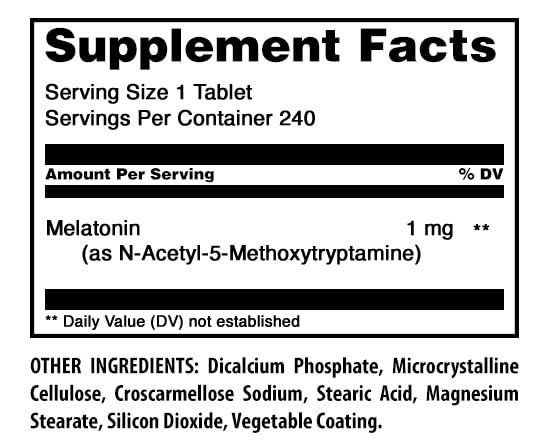 Amazing Nutrition Melatonin 1 Mg Tablets, Low Dose Sleep Supplement, 240 Count