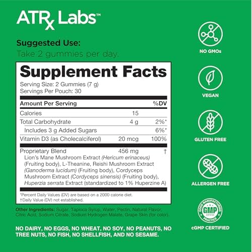 ATRx Labs Ultimate Mushroom Daily Gummies 60 Count