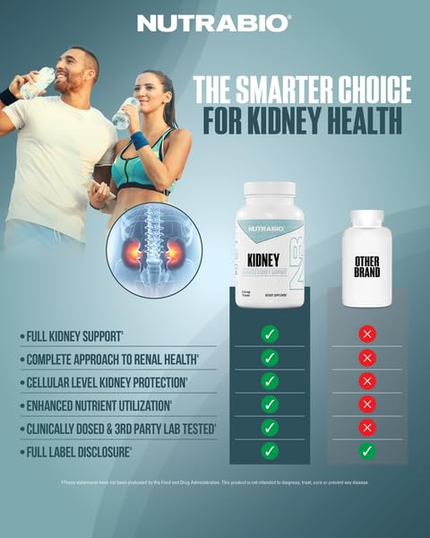 NutraBio Advanced Kidney Support Supplement Capsules, 90 Count