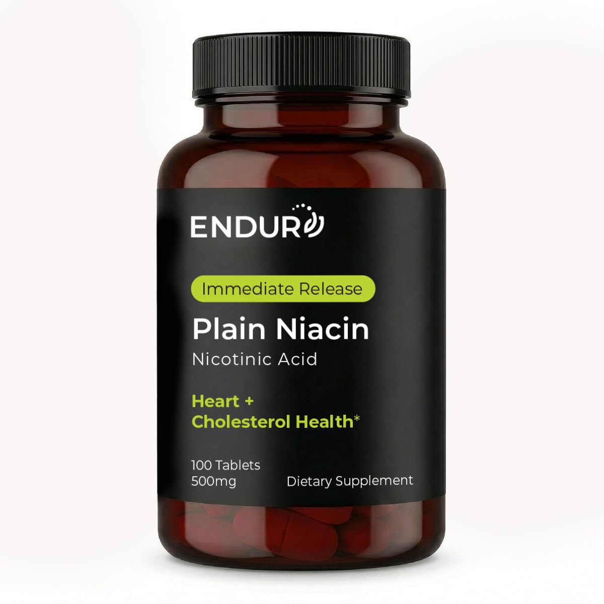 Endurance Products Endur Plain Niacin (Nicotinic Acid) 500mg Tablets, 100 Tablets