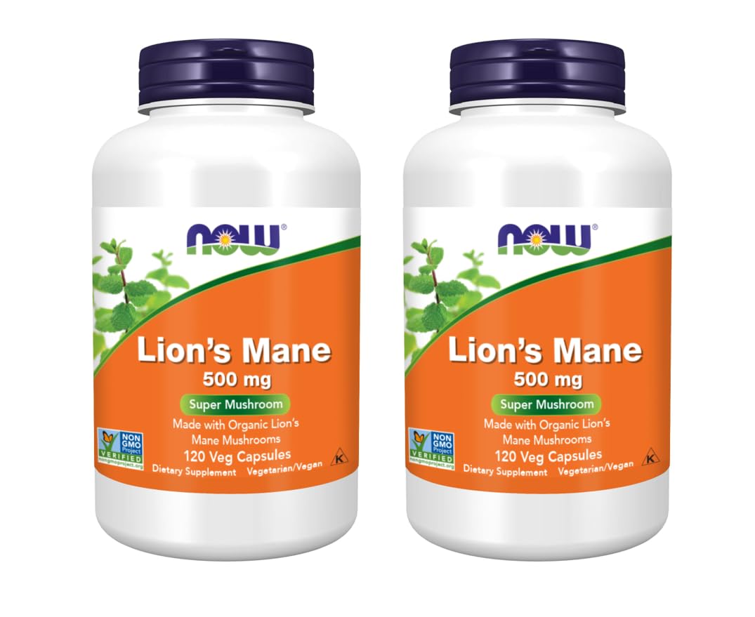 NOW Foods Lion's Mane 500 mg Super Mushroom, Veg Capsules, 240 Capsules