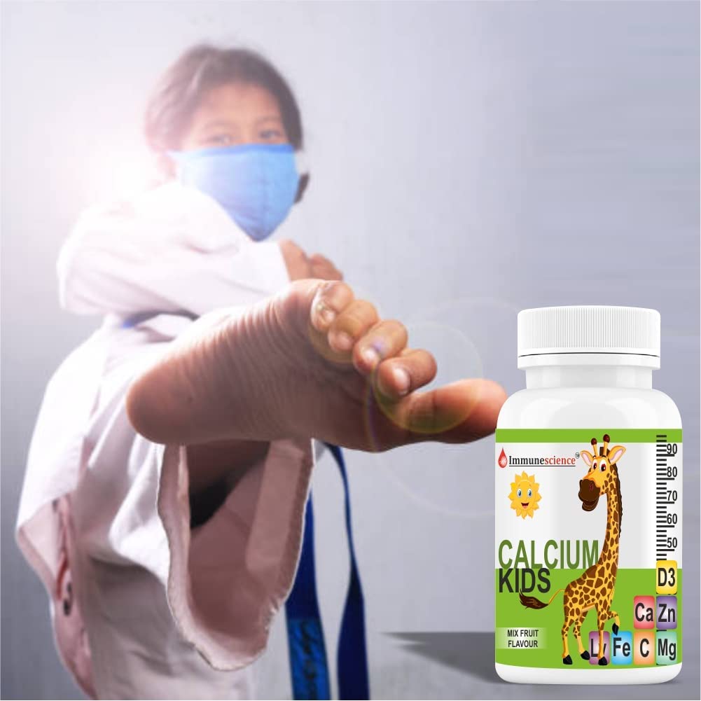 Verem Calcium for Kids with Vitamin D3, Magnesium, Zinc, Vitamin C, L-lysine Multivitamin Tablet, 120 Tablets