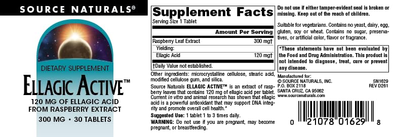 Source Naturals Ellagic Active 300mg Tablet, 30 Tablets