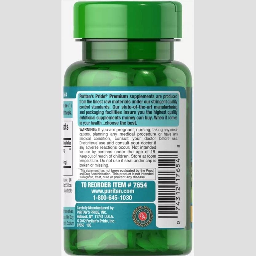 Puritan's Pride Ginkgo Biloba Standardized Extract 60 mg Tablets, 120 Count