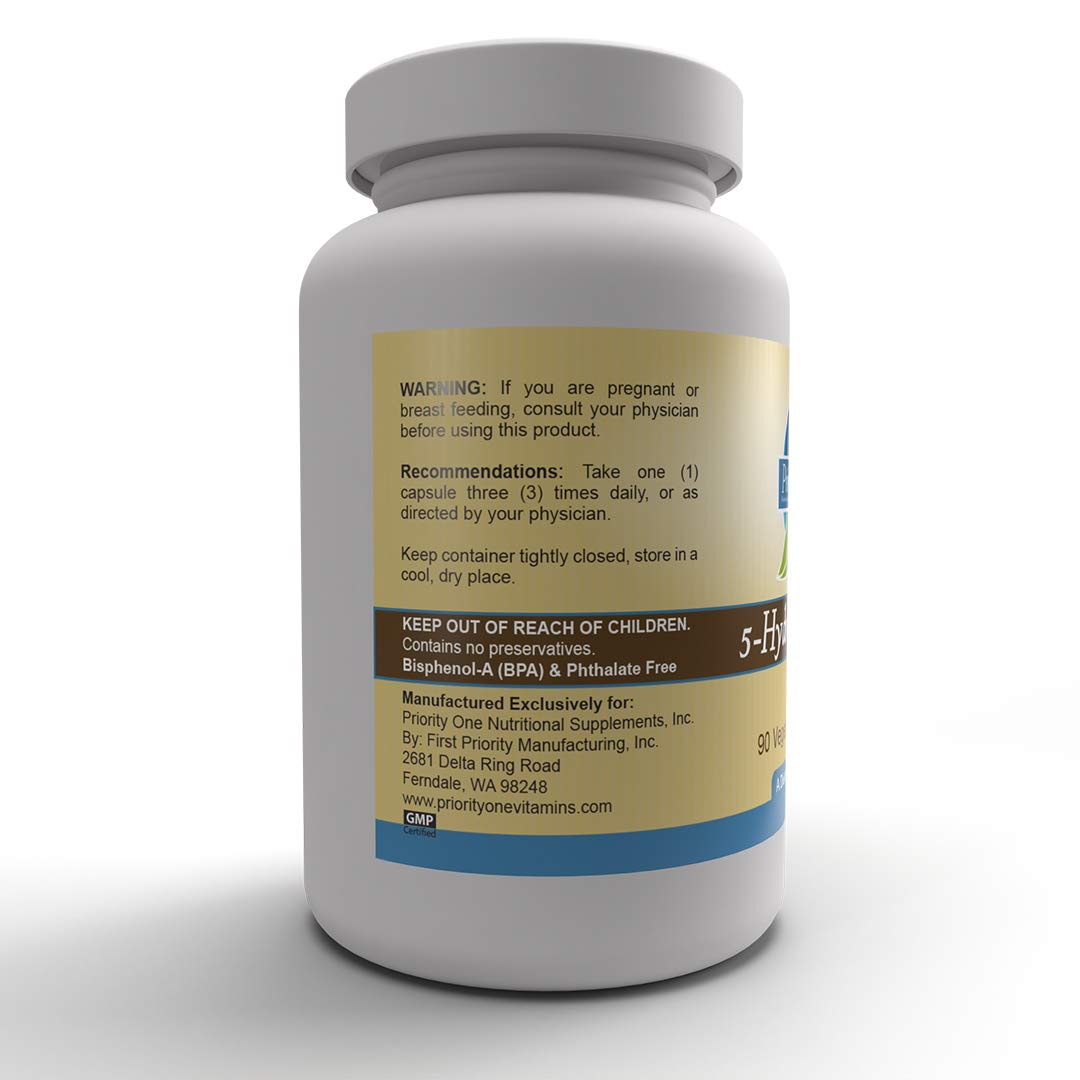 Priority One 5-Hydroxy GABA (Gamma Aminobutyric Acid) (5HTP) Capsules, 90 Count