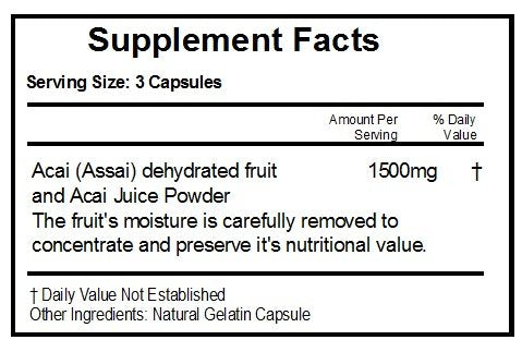 PureControl Supplements Acai 1500mg Capsules, 120 Capsules