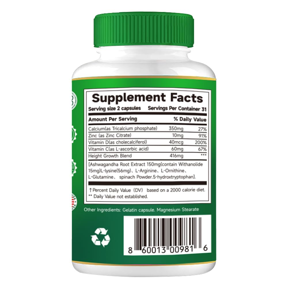 PRETANT Ashwagandha Supplement, Calcium Vitamin & Lysine Extra Strength, Bone and Muscle Health Supplement, 62 Capsules