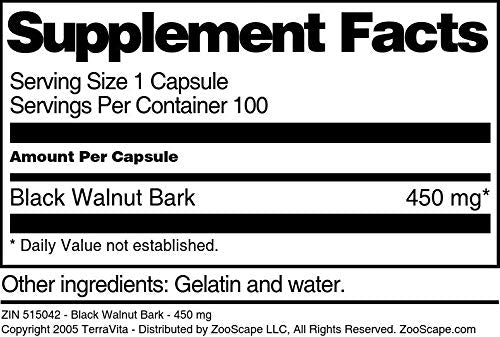 Terravita Black Walnut Bark 450 mg 300 Capsules