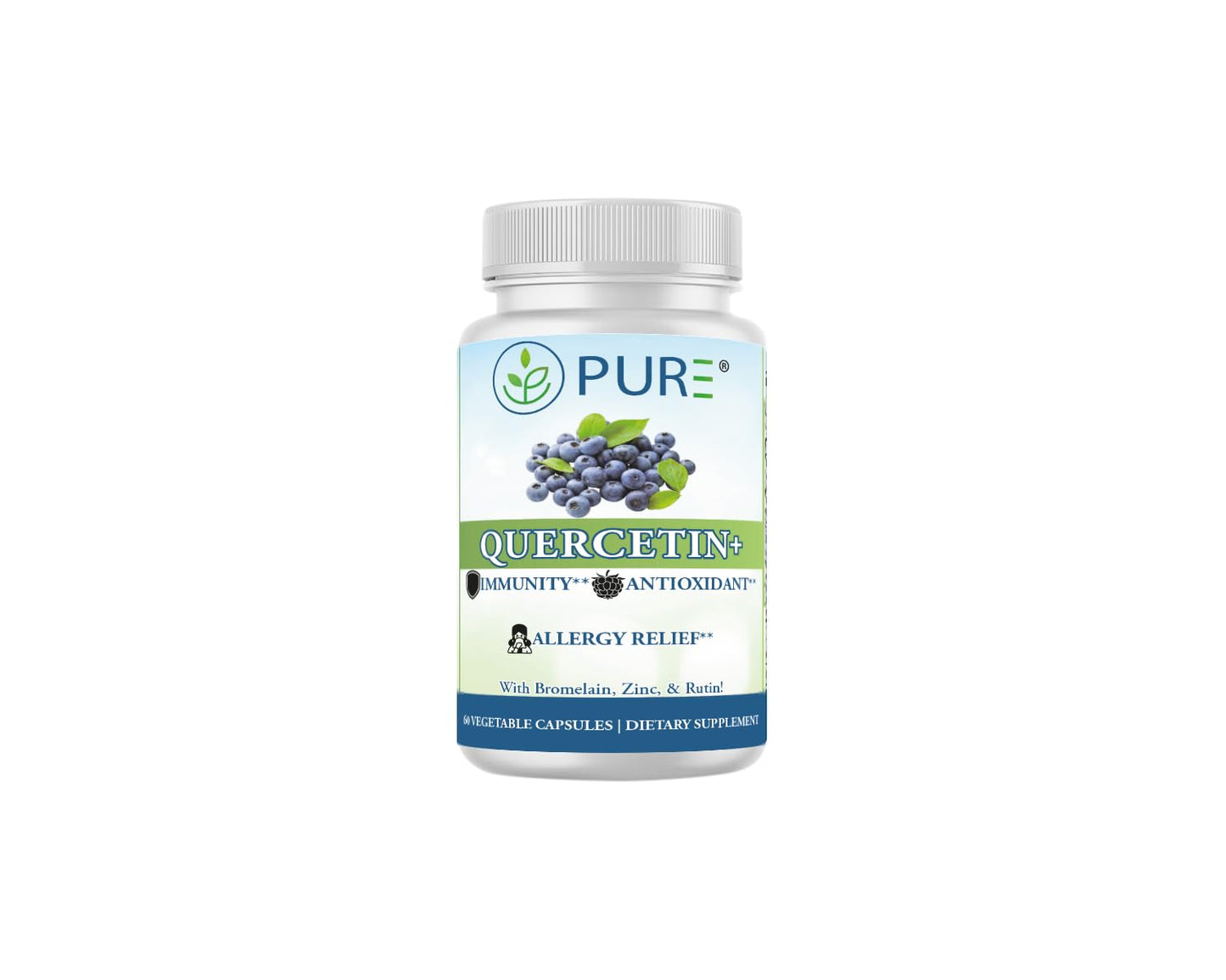 PURE Quercetin+ with Zinc, Bromelain, Rutin Immune Shield 60 Capsules