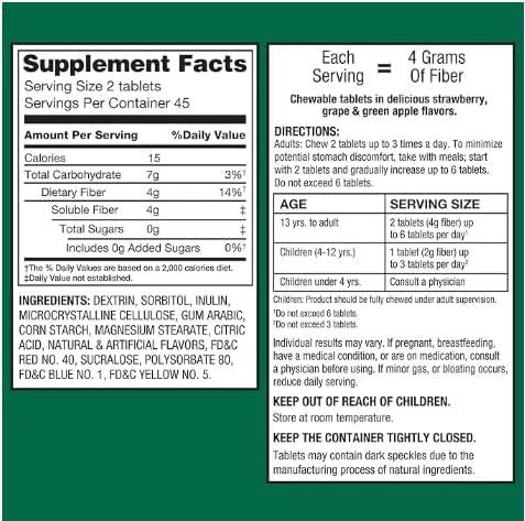 Generic Daily Fiber Supplement Chewable Tablets 90 Count