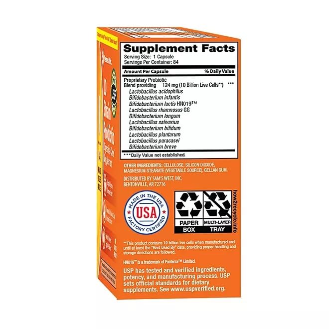 Generic 10-Strain Probiotic Digestive Care Supplement Capsules, 84 Count