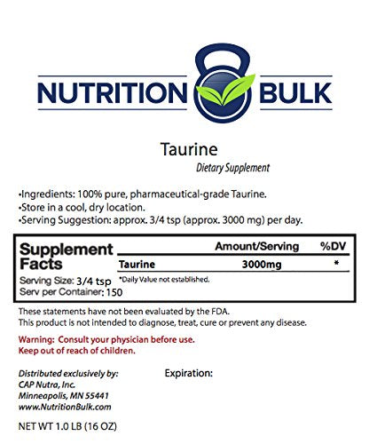Nutrition Bulk Taurine Powder, 16 oz